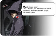 Mysterious man: Æja...Rabbit tell me of foolish Gaian in spegill, and here you are found! Home with you!