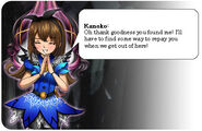 Kanoko: Oh thank goodness you found me! I'll have to find some way to repay you when we get out of here!