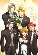 Shunsuke, Koji, Satoshi, Iwai, and Naruse in suits