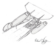 Concept art by Richard C. Livingston from Battlestar Galactica: Designing Spaceships via Google Books