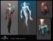 A selection of idea sketches of the Old Ones, the mysterious ancient civilization in our upcoming mobile sci-fi strategy MMO Galaxy on Fire - Alliances.