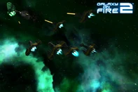 A squadron of Grozas attacking a Vossk freighter.
