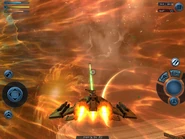 A dropship's turret lingers after its destruction.