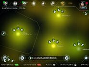 The "Colonization Mode" of the Star Map of Galaxy on Fire - Alliances for iPhone, iPad and iPod touch.