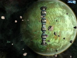 Damarque I Station and its planet.