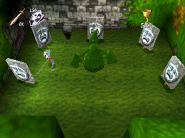 The area with the sad mask mirrors.