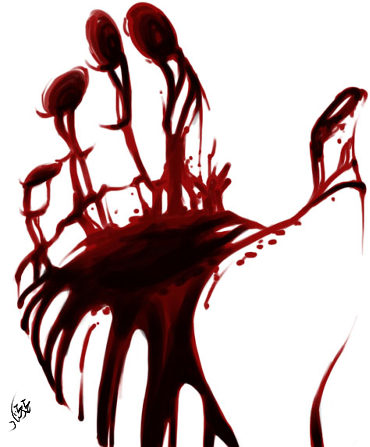 bleeding hand drawing