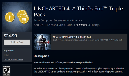 Uncharted 4: A Thief's End - Triple Pack DLC NA PS4 CD Key