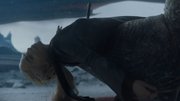 Drogon récupérant le corps de sa mère