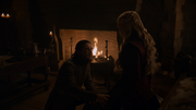 Jon tentant de réconforter Daenerys