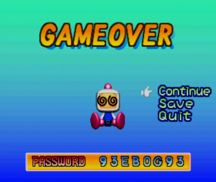 Super Bomberman 4, Game Over Dex Wiki