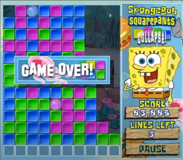 SpongeBob SquarePants Collapse (Java) Game Over Dex Wiki Fandom