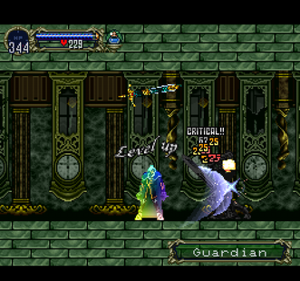 Alucard che aumenta di livello in Castlevania: Symphony of the Night