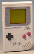 A Game Boy with a JAL logo on it