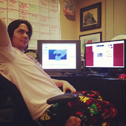 Arin working on Pokeawesome 2 at his computer. (Onix on screen)