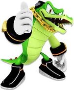 Vector the Crocodile, leader of the Chaotix Detective Agency.