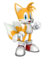 Tails the Fox, Sonic's ingenious pilot and best friend.