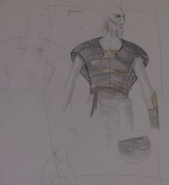 Concept art of the new White Walker armor in Season 4. It is supposed to appear vaguely Egyptian-like, and with metal serations almost like a car fender.