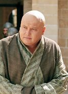 Varys deceptively puts on the appearance of a foppish and effeminate courtier, matching the stereotype associated with eunuchs.