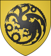 The personal sigil of Daemon III Blackfyre, with the background colored gold.