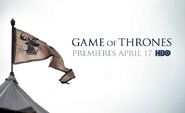 Promotional image for the first season featuring the banner of House Baratheon.