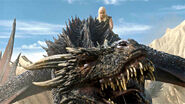 Dany atop Drogon.