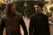 Littlefinger deceptively dresses in the modest clothing style of minor noblemen at the royal court, though with a few hints of his real wealth.
