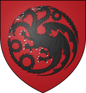 An inverted version of the Targaryen sigil used by House Blackfyre, a cadet branch of House Targaryen founded by the legitimized bastard Daemon I Blackfyre.