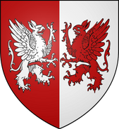 House Connington: per pale red and white, two griffins combatant counterchanged