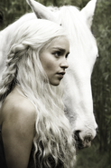 Daenerys Targaryen returns to her mount.