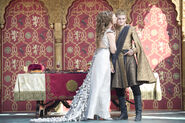 Margaery's wedding dress when she marries Joffrey (see "Costumes/King's Landing - Purple Wedding" for full details and more images).