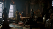 Oberyn confronts the two Lannister men in the brothel as Ellaria Sand looks on