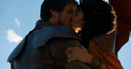 Ellaria and Oberyn's last kiss before the trial by combat in "The Mountain and the Viper".