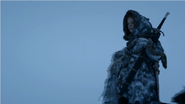 Ygritte carrying Longclaw on her back in "The Prince of Winterfell."