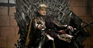 King Joffrey Baratheon, First of His Name, sits on the Iron Throne in "Garden of Bones".