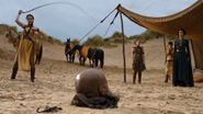 Several of the "Sand Snakes", Oberyn's bastard daughters. From left to right: Nymeria, Obara, and Tyene (standing next to Ellaria).