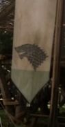 A long banner of House Stark at the Tourney of the Hand in "The Wolf and the Lion".
