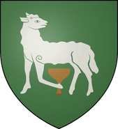 House Stokeworth: green, a white lamb dormant holding a gold goblet
