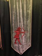 Behind-the-scenes photo of a Tarly banner, from the Game of Thrones exhibition.]]