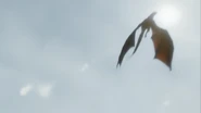 Drogon flying over the Dothraki horde.