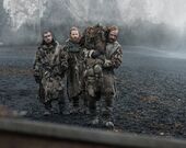 Tormund safely on the south side of the Wall, alongside Beric and Sandor.