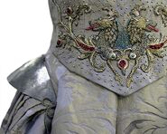 Closeup of detailed embroidery on Sansa's wedding dress when she marries Tyrion.