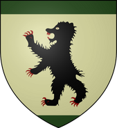 House Mormont: white, a black bear rampant with red claws and teeth, between two green bars in chief and base