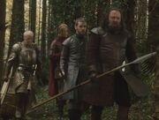 Ser Barristan accompanies King Robert Baratheon hunting in "A Golden Crown".