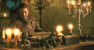 Eddard reads about the lineage of House Baratheon in "You Win or You Die".