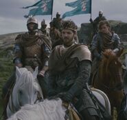 Renly and his Kingsguard, displaying his personal sigil.