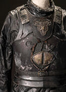 Euron's kingly armor displays a golden eye on the breastplate, and the gold kraken on the gorget is Euron's own three-eyed variant.