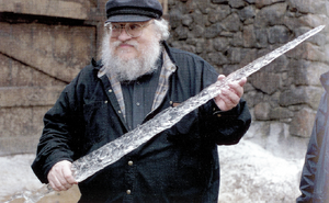 GRRM with White Walker ice-blade