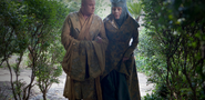 Olenna in the gardens with Varys.