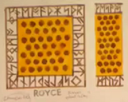 Arte conceitual do emblema da Casa Royce, por Jim Stanes: observe que ele não corresponde à versão final mostrada.